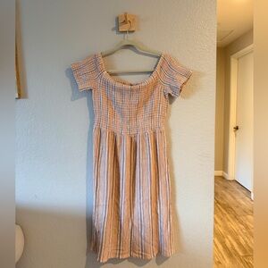 Roxy Peach and White Striped Dress XL